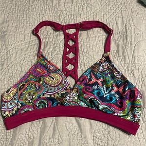 Multicolor racer back bikini top. GUC
